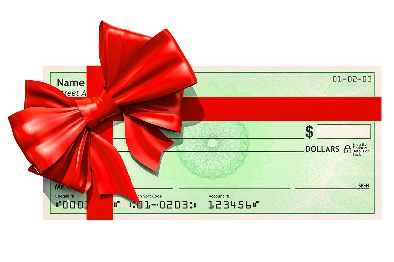 Blank-bank-check-with-red-bow,-cm
