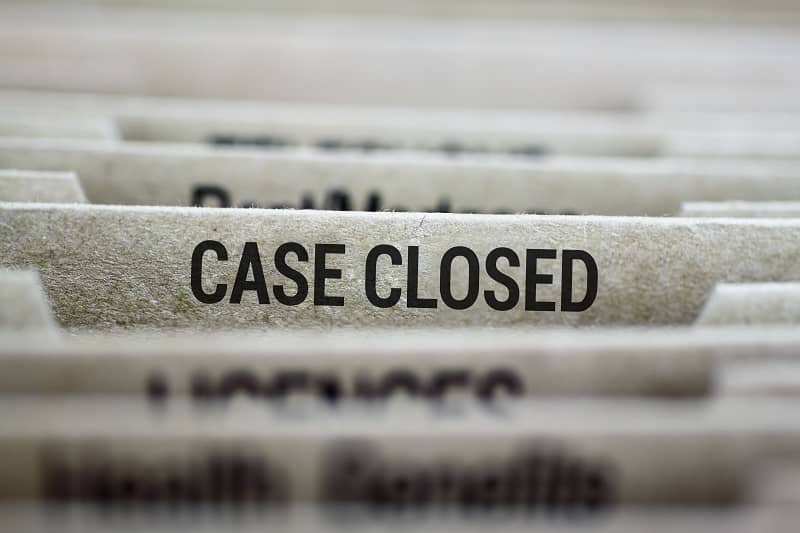 File folder tab for case closed -cm